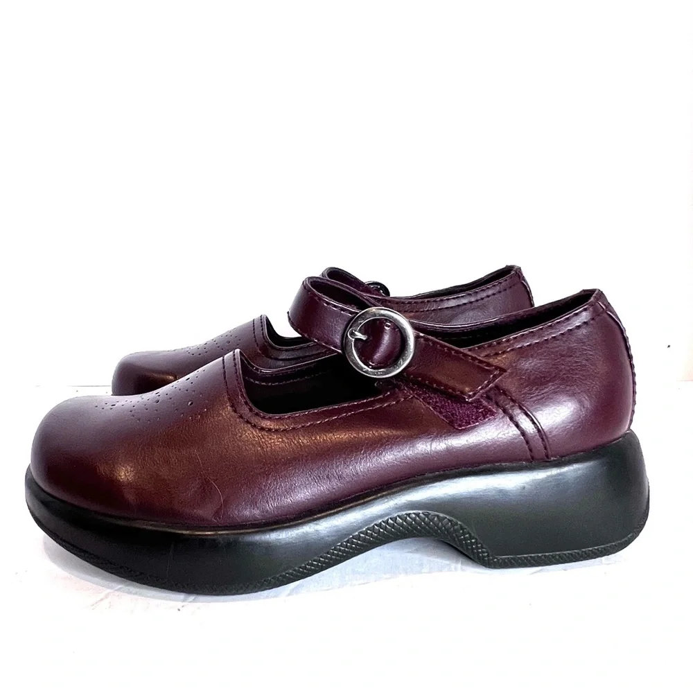 Lower East Side Mary Jane Wedge Platform Strap Loafer size 7.5 Red Brown 90 Vibe - Picture 7 of 13